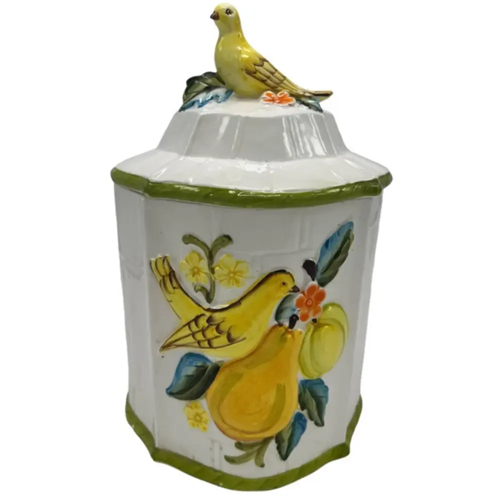 Lefton Bird Pear Jar Canister Vintage Hand‎ Painted Japan 8”